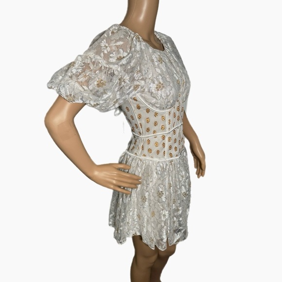 NWT $270 FOR LOVE & LEMONS Lupita Mini Dress Sz Small Lace Short Sleeve - Picture 8 of 16